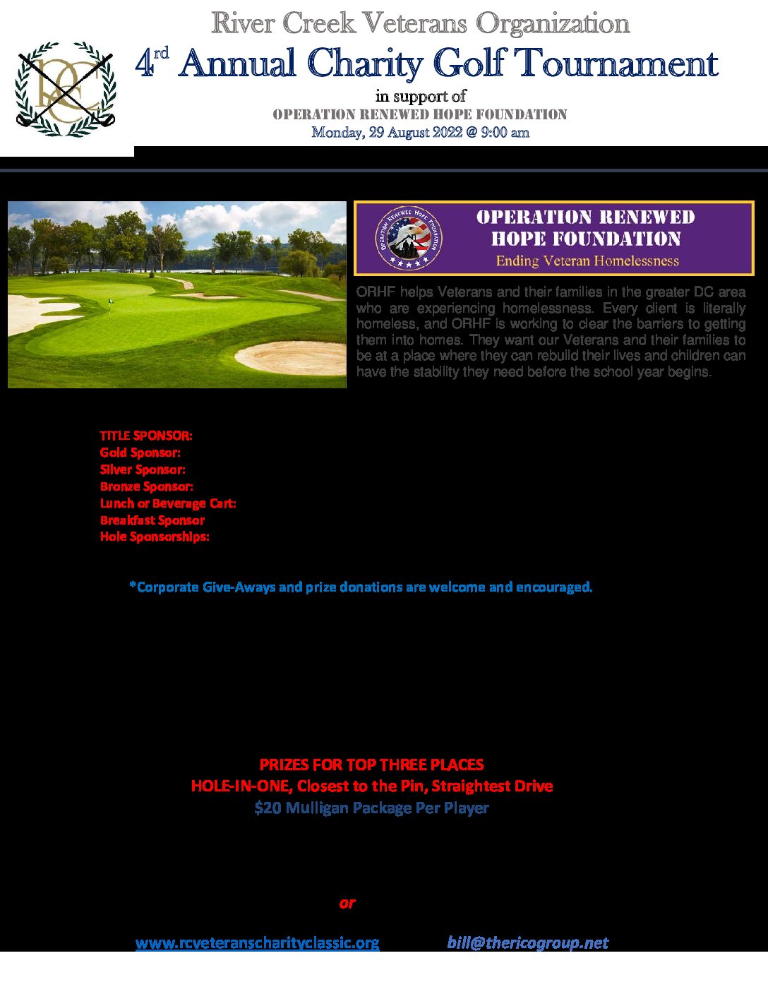 2022 River Creek Veterans Organization Annual Charity Golf Tournament